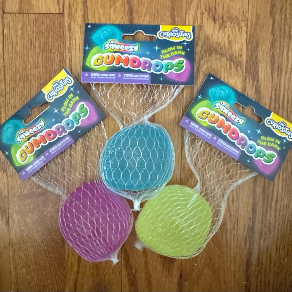 ORB Squeezy Gumdrops Glow-In-The-Dark Sensory Balls - Blue, Purple, Yellow